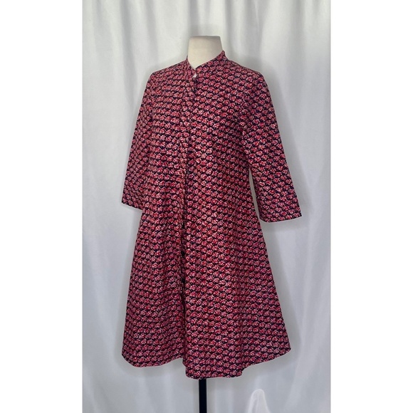 ZURI Batik Schooled Fish Print A-Line Dress Art To Wear Button Down Kenya XS - Picture 5 of 12